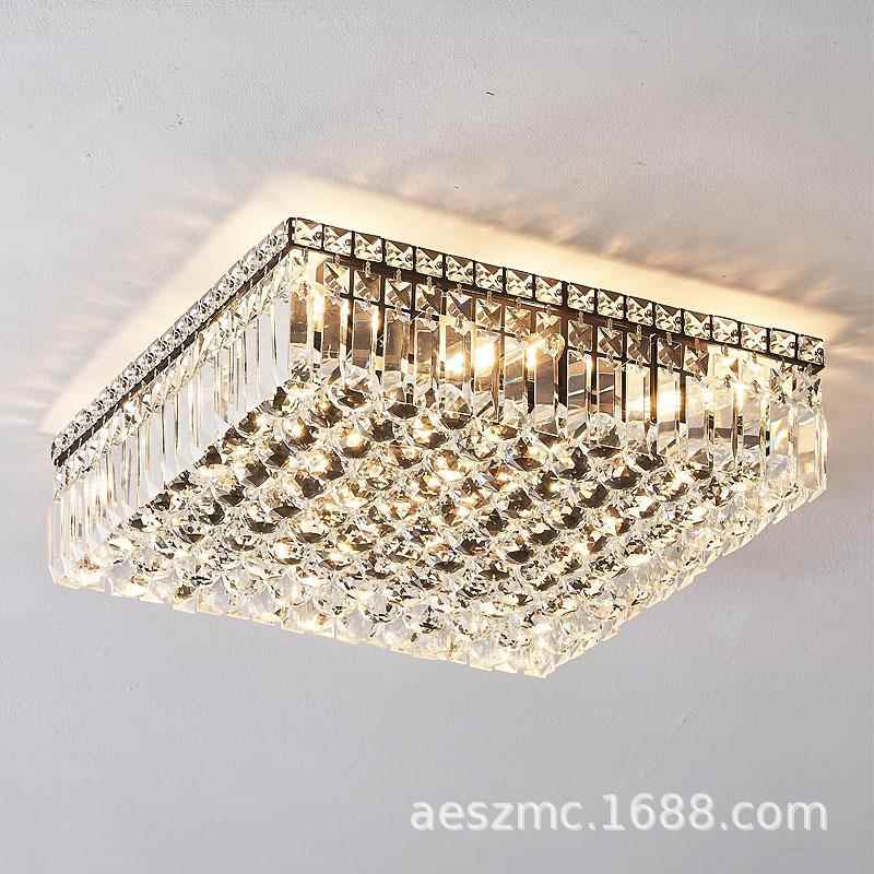 现代大气长方形水晶灯 LED客厅灯简约吸顶灯具灯饰中山灯具原头