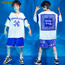 儿童街舞服夏季男女童潮炫T恤炸街嘻哈演出服套装少儿架子鼓衣服