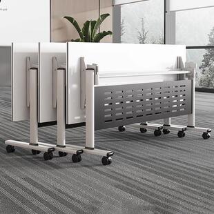 折叠会议桌可移动拼接长条桌双人带轮多功能办公桌培训课桌椅组合