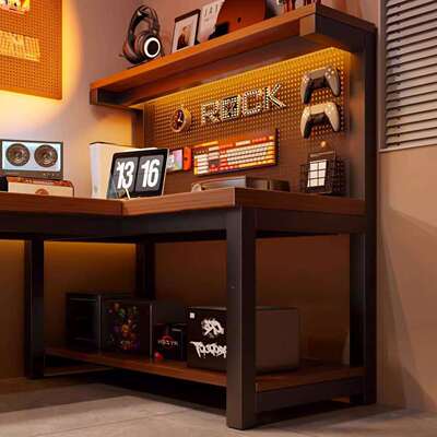 转角电脑桌台洞洞板式卧室家用电竞架桌书桌书10060一子体拐角型