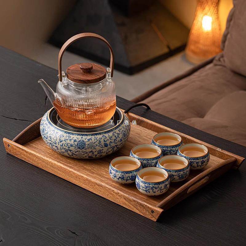 兮元记青花汝窑电陶炉煮茶壶耐高温玻璃烧水壶围炉煮茶家用泡茶壶