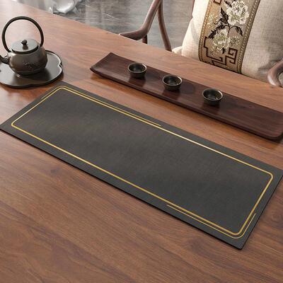 新中式茶台桌旗国风茶席硅胶防水垫桌布中间长条禅意茶桌泡茶垫子