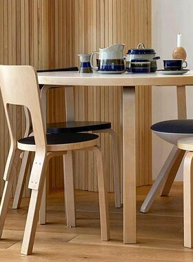 北欧artek平替实木中古家用靠背餐椅现代简约网红ins风设计师椅子