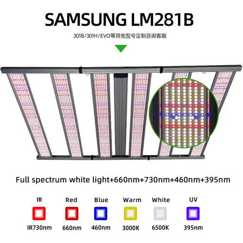 新款加宽大灯板植物生长灯1500W两路调光UV IR 660nm全光谱植物灯