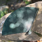 老阊门创意素雅全竹折扇工艺扇纯色扇子汉服古风简约时尚 复古竹青