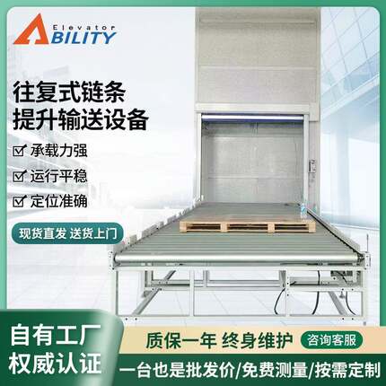 定制Z型E型减速机升降平台链条提升机往复式链条提升输送设备