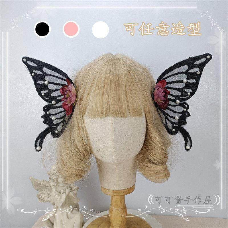 Original handmade lolita l simulation large butterfly hairpi