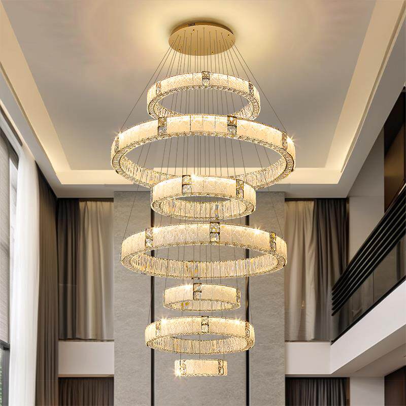 别墅复式楼吊灯现代简约中空跃层loft轻奢新款挑空客厅大吊灯