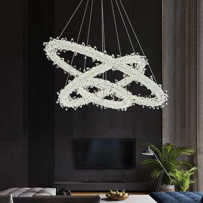 北欧后现代简约轻奢大气极简水晶圆环客厅餐厅卧室设计师网红吊灯