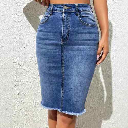 Women Waist Skinny Slim Pencil Skirt Stretchy Bodycon Midi