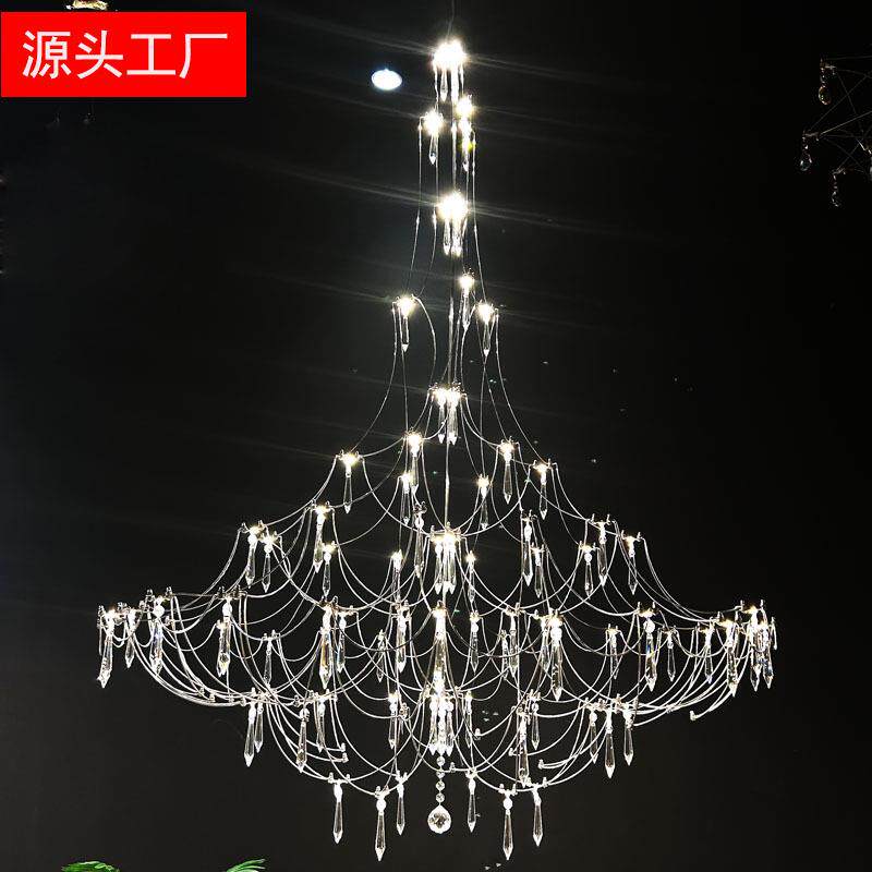 跨境复式楼梯公寓水晶吊灯大厅中空家具展厅光立方样板间家用灯具