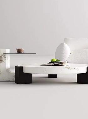 意208A式极简小圆茶几组合大理石客厅大小户型师形实木脚设计网圆