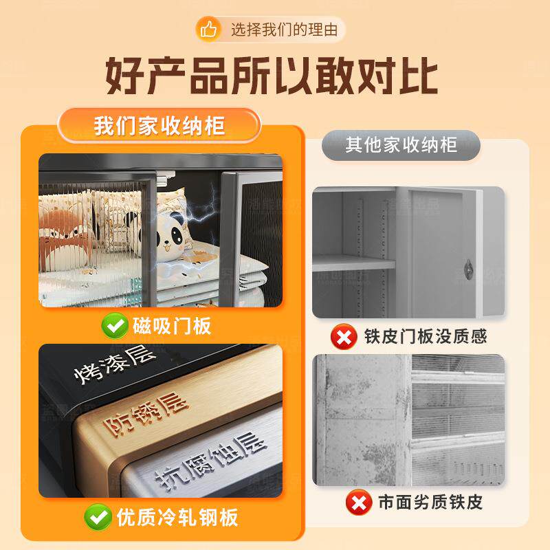 钢制阳台柜客厅家用储物柜靠墙置物架落地多层收纳柜厨房餐边柜子