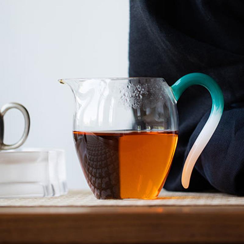 日式彩把玻璃公道杯加厚分茶器茶海单个草堂自慢公杯