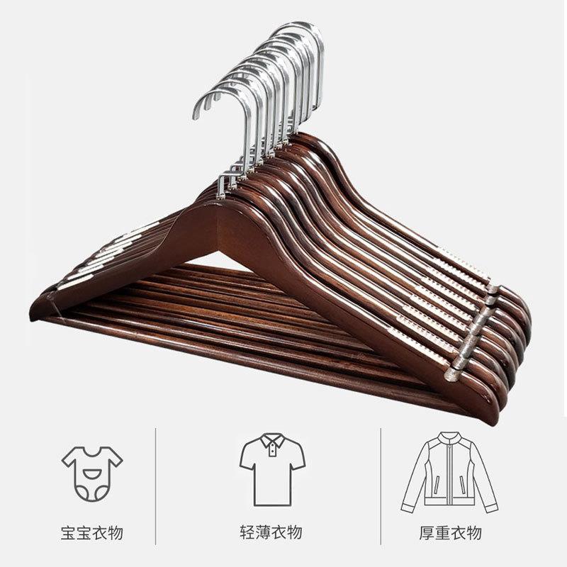 新款直销新品儿童款扁勾衣架 亚马逊服装店木头衣架带齿条防滑无