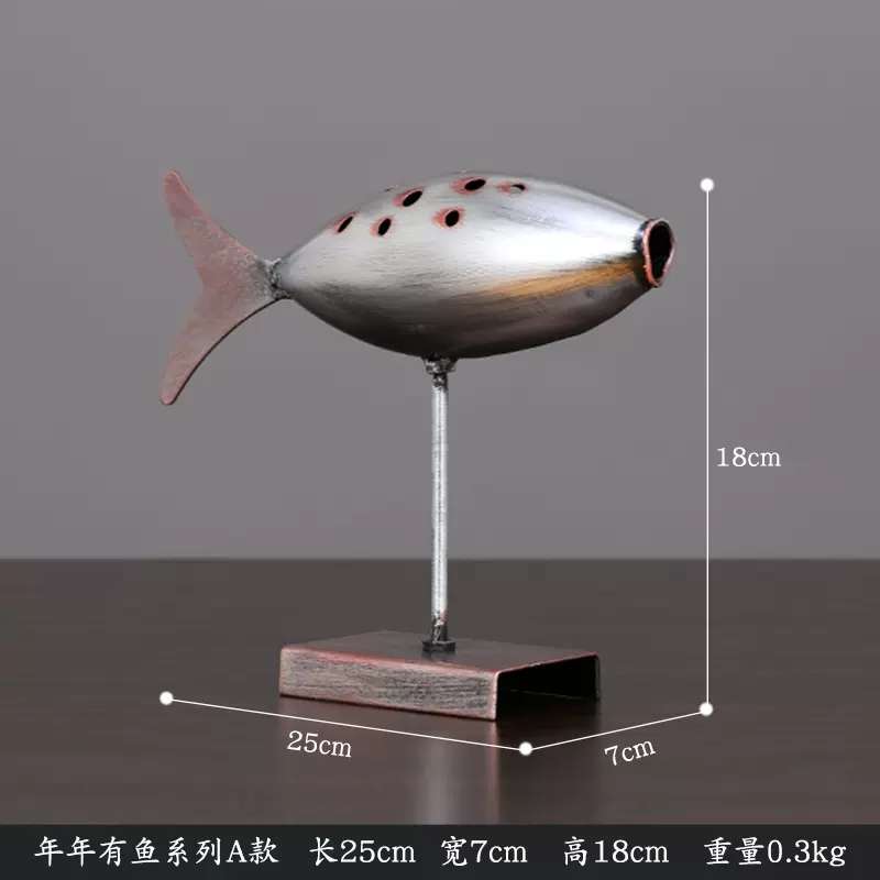 tooarts简约店轻鱼装饰品酒柜摆件咖啡店创意抽象客厅奢现代家居
