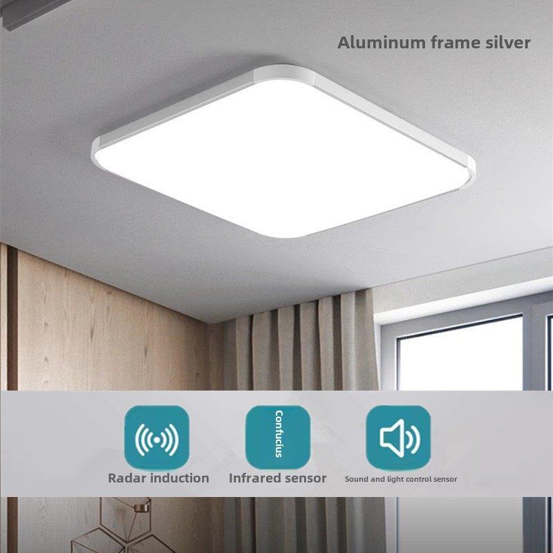 LED吸顶感应灯110V220V雷达人体红外声光控灯楼梯走廊过道地库灯