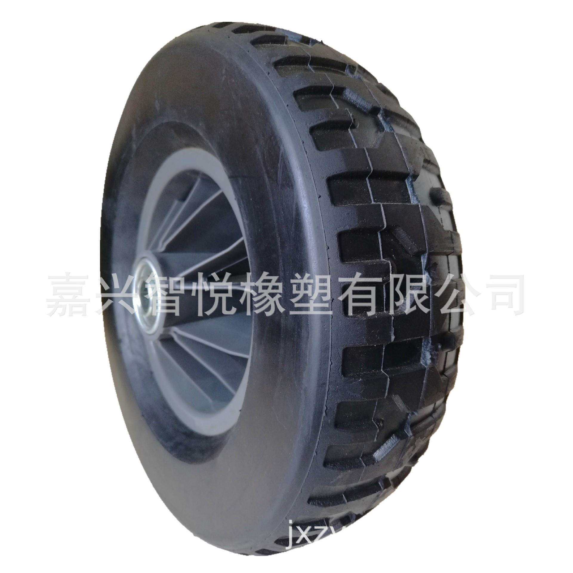 10寸发电机空压机工业黑胶轮 空心橡胶轮子 大滚轮