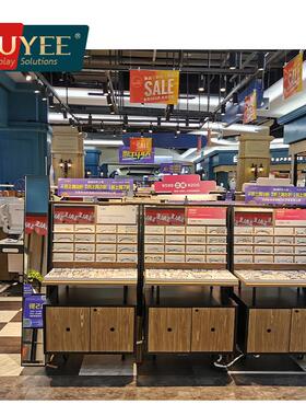 欧野展柜眼镜展示柜货架 整店设计墨镜太阳眼镜柜实木玻璃柜led灯