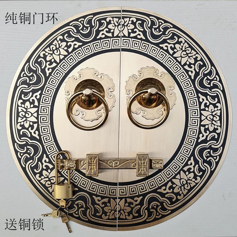 仿古大门配件门栓纯铜门环拉手老式把手中式木门装饰插销复古门锁