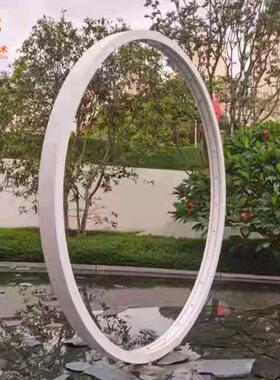 简约户外锈不钢圆不锈钢圆圈景酒观水景雕林塑公园园商场店创意艺