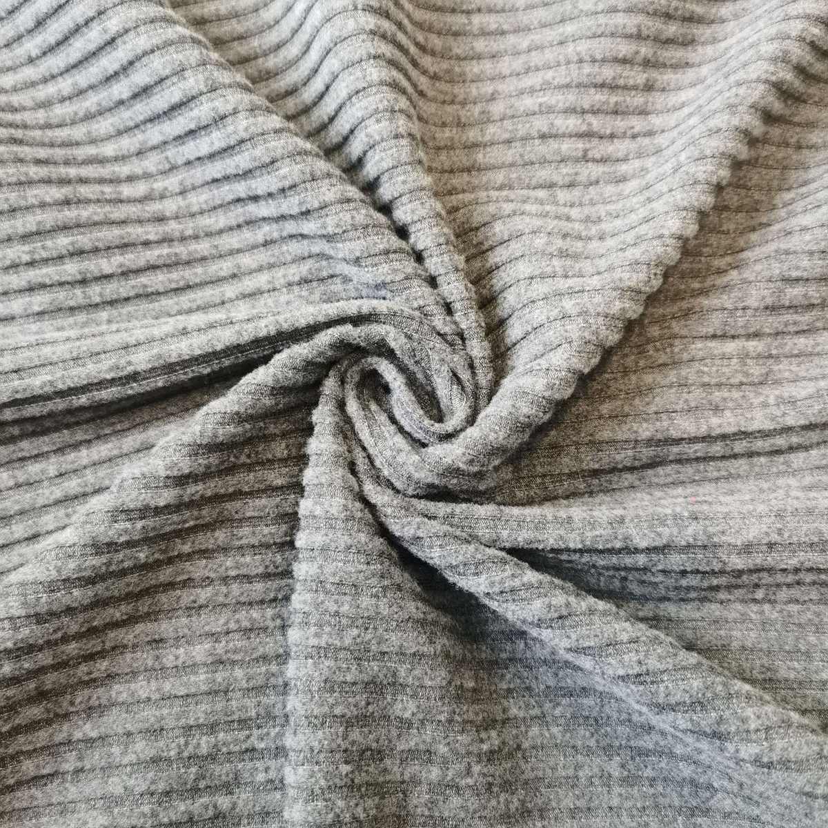 拉毛罗纹5x4麻灰色坑条罗纹拉毛面料