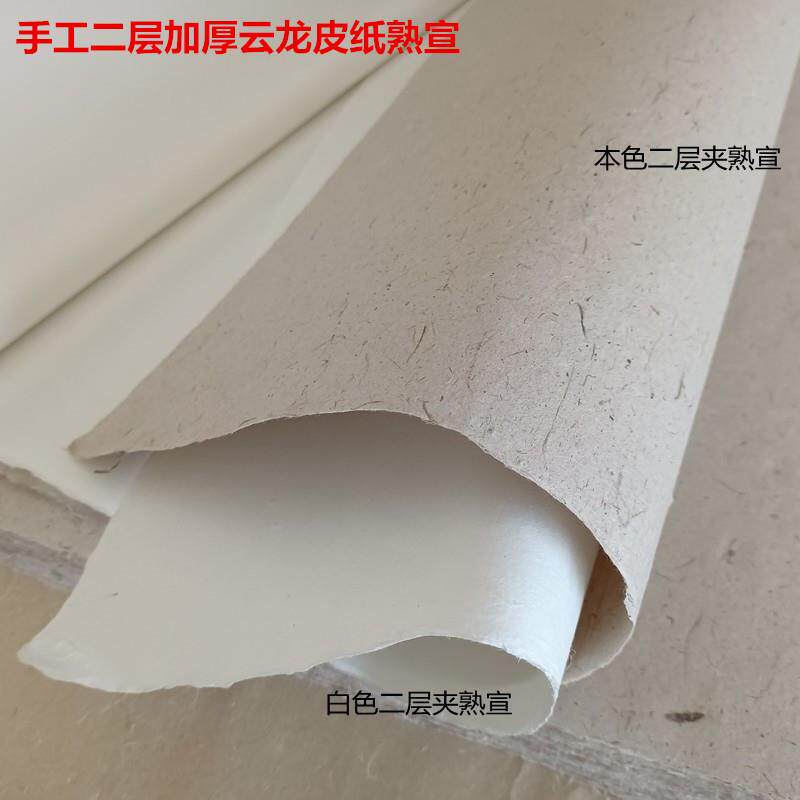 加厚六尺粗纤维二层夹云龙麻皮纸熟矾宣纸工笔国画 画岩画 画重彩