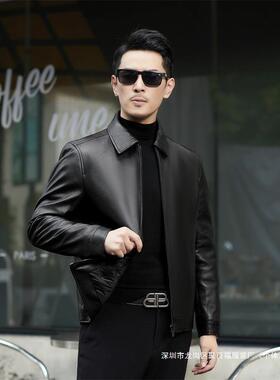 厚秋新23023-KJ款羽绒真皮皮衣时男士冬商务休闲高端尚抗寒加真皮