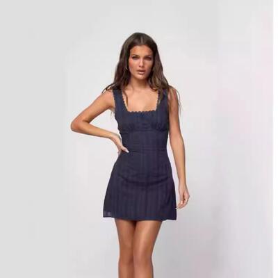 Women ' s New Fashion Design Lace Trim Halter Dress , Stylis
