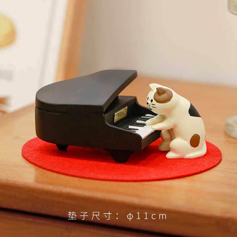 可爱弹钢琴猫咪ins治愈系办公桌面装饰摆件音乐饰品礼物生日礼品