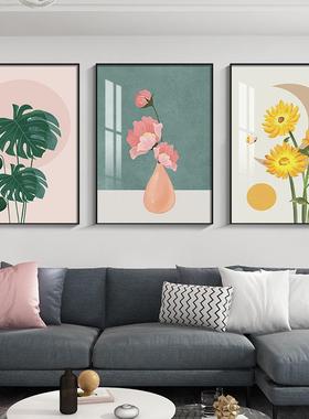 网红厅装抽饰画简约现代沙发景背墙挂画橙色象三联组合壁客画室卧