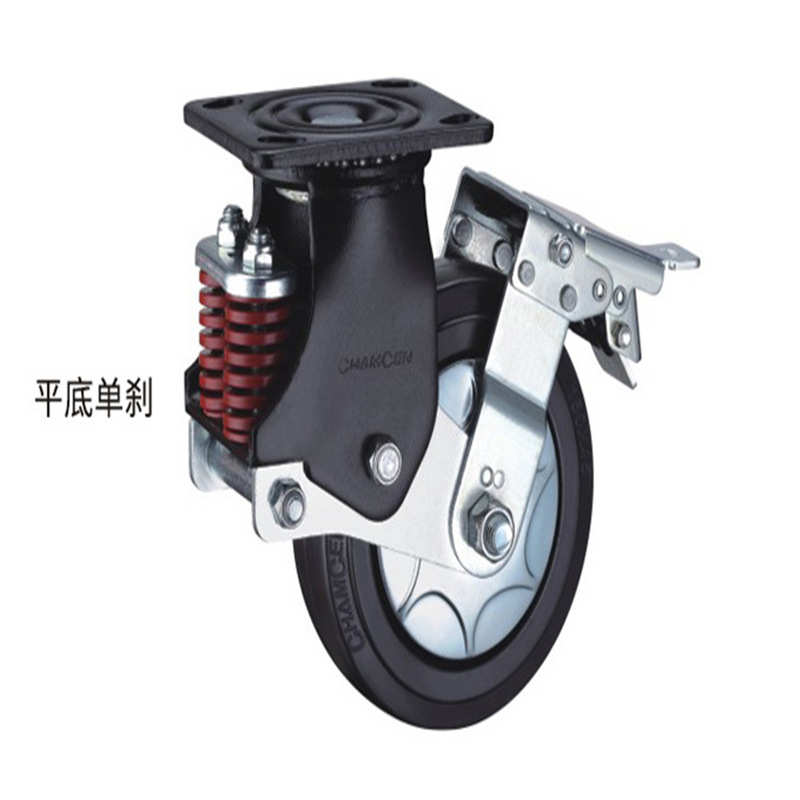 厂家销售重型减震脚轮万向轮刹车轮橡胶轮PU轮大载重工业轮子车轱