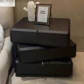 意式 极床头柜约简现代旋转实木床边柜转卧室创意向储物柜床简IHT