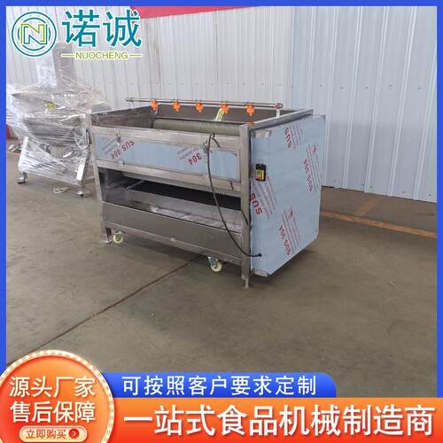 不锈钢生姜毛辊清洗机生蚝萝卜清洗脱皮机全自动毛辊去皮机