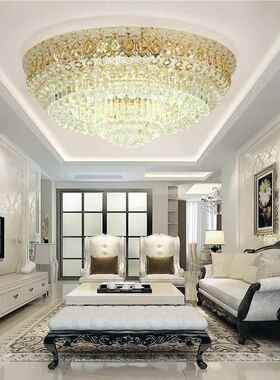 水S圆金客厅水晶灯现灯代简约led吸顶形黄色85790餐厅晶灯卧室灯