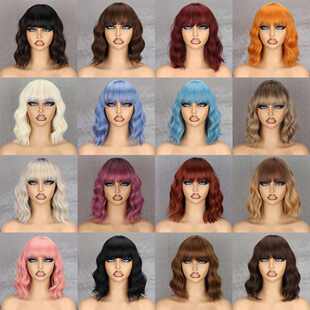 化纤机制假发 蛋卷Bobo头 wig批发 齐刘海短款 12INCH欧美假发