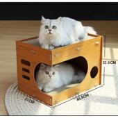 批发屋屑可猫抓双层猫不掉叠加屋窝猫耐磨一体木制猫立体瓦楞纸板