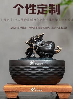 陶瓷流水摆件循环水办公桌茶台招财开业装饰品中式喷泉百财流水器