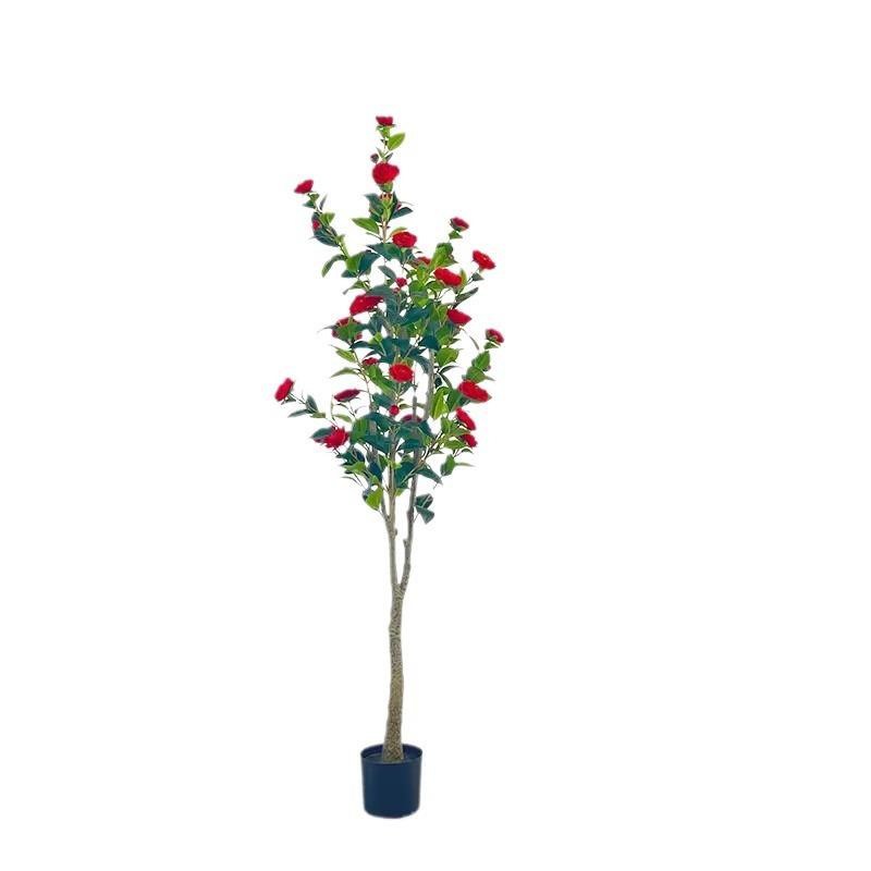 仿真绿植茶花树轻奢室内客厅装饰摆件盆栽仿生植物直播间造景假树