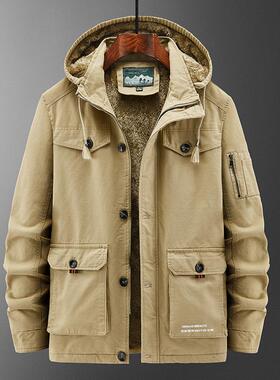 Cotton jacket, men's oversized thick coat, workwear