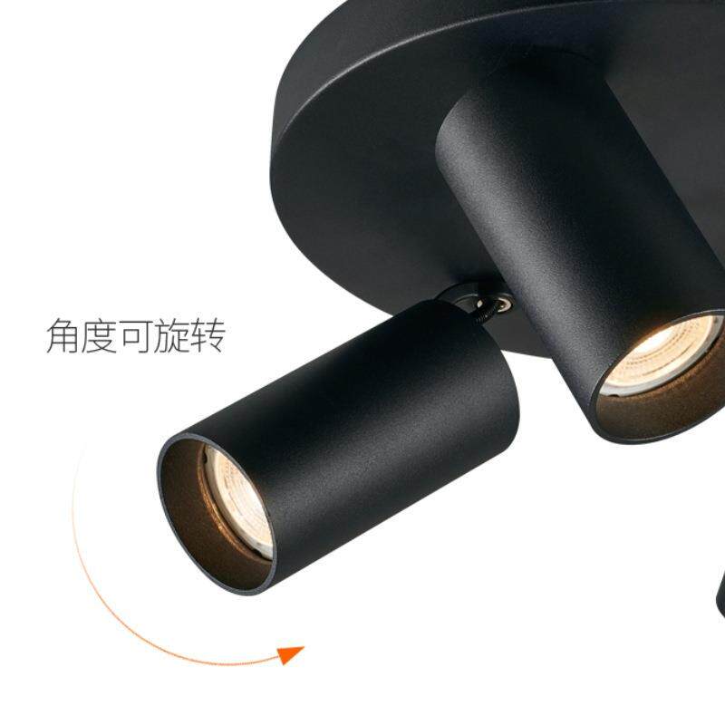 三头射灯圆形筒灯led吸顶家用客厅玄关过道明装cob射灯多头桶洞灯