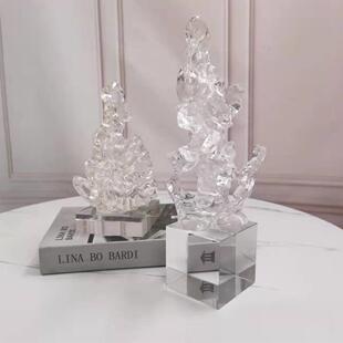 现代简约假山摆件样板房间透明树脂茶几桌面电视柜创意软装 饰品