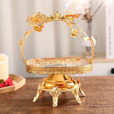 欧式金装贵果气手提水篮轻90822-1奢酒色店饰水果篮方形手提水果