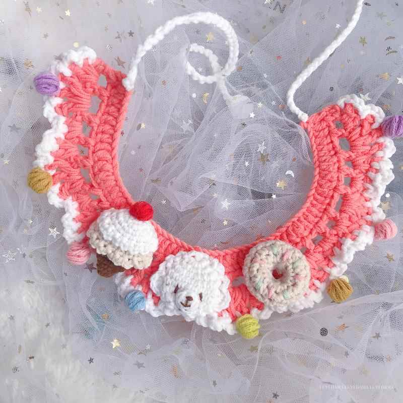 猫咪项圈宠物手工毛线小羊狗狗幼猫犬编织钩织围脖饰品DIY材料包