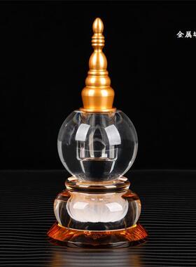 19厘米水晶舍利塔佛塔金属塔尖和水晶塔尖任选螺旋接口密封佛具