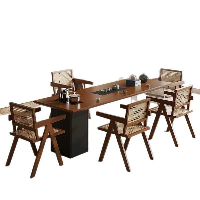 中古风全实木茶桌椅组合现代简约茶台原木泡茶桌家用办公室茶桌