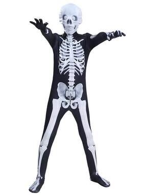 Halloween costume parody skeleton jumpsuit万圣节骷髅连体衣服