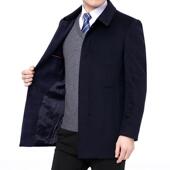 亲中绒长款 保20806 羊大衣商务休闲羊绒衣暖男风外套 中年男士 新款