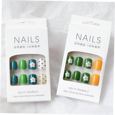 24Pcs Fake Nails Finished Nail Patch Short Fake Nails