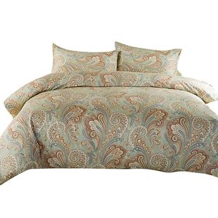 出口美式 240x246cm 60支纯棉贡缎全长绒棉复古四件套定制230x250